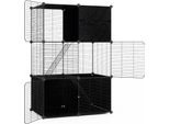 Costway 74X47X110 Cm Gabbia Per Gatti A 3 Livelli, Recinto Per Gatti Con Area Giochi Staccabile&2 Rampe, Fai Da Te, Gabbia In Filo Metallico Per Balcone Interno, Nero