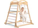 Set Da Arrampicata Montessori In Legno Per La Casa - Parco Giochi Interno Con Altalena, Anelli Ginnici E Rete Da Arrampicata | Mamabrum