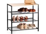 Vilde | Scarpiera - Scarpiera - Metallo E Legno - 60X30X57 Cm - 4 Livelli - Organizzatore Di Scarpe