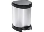 Cestino Curver Deco Bin, 15 Litri, Argento/Nero, Per Rifiuti, Con Pedale