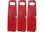3 X Sacchetto Regalo In Ecopelle Con Lussuoso Look Coccodrillo In Rosso | Sacchetto Vino Per Bottiglia Singola | Sacchetto Regalo Riutilizzabile | Sacchetto Vino | Sacchetto Portatile Per Vino, Spumante, Champagne