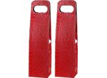 2 X Sacchetto Regalo In Ecopelle Con Lussuoso Look Coccodrillo In Rosso | Sacchetto Vino Per Bottiglia Singola | Sacchetto Regalo Riutilizzabile | Sacchetto Vino | Sacchetto Portatile Per Vino, Spumante, Champagne