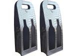 2 X Sacchetto Regalo In Ecopelle Con Doppio Taglio Nero | Sacchetto Vino Con Taglio Per 2 Bottiglie Di Vino | Sacchetto Regalo Riutilizzabile | Sacchetto Vino | Sacchetto Portabottiglie Per Vino, Spumante