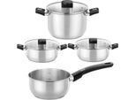 Set Di Pentole Deelite Monix M240001/ Casseruola ø14Cm/ Pentole ø24Cm/ Padelle ø20 - 24Cm/ Acciaio Inox/ Adatto All'induzione