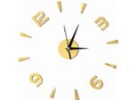 Orologio Da Parete Sticker 1 Mm Specchio Acrilico Orologio Decorazione Fai Da Te Parete Moderna Casa Ufficio Camera Decorazione (Oro)