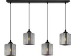 Lampada A Sospensione Riffle Nera A 4 Luci Con Paralumi Cubici Color Grafite E27 – Elegante Lampada A Sospensione Per Interni Moderni