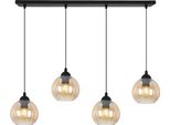 Lampada A Sospensione Costa Nera A 4 Luci Con Sfere Color Miele E27 – Elegante Lampada A Sospensione Per Un'illuminazione Interna Calda