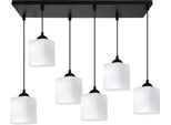Lampada A Sospensione Riffle Nera A 6 Luci Con Paralumi Cubici Bianchi E27 – Lampada Da Soffitto Moderna Per Un'illuminazione Interna Elegante