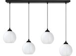 Lampada A Sospensione Costa Nera A 4 Luci Con Sfere Bianche E27 – Elegante Lampada A Sospensione Per Un'illuminazione Interna Moderna