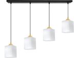 Lampada A Sospensione Riffle Nera E Dorata A 4 Luci Con Paralumi Cubici Bianchi E27 – Elegante Lampada A Sospensione Per Interni Moderni