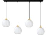 Lampada A Sospensione Costa Nera E Oro A 4 Luci Con Sfere Bianche E27 – Elegante Lampada A Sospensione Per Un'illuminazione Interna Di Classe