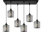 Lampada A Sospensione Riffle Nera A 6 Luci Con Paralumi Cubici Color Grafite E27 – Elegante Lampada A Sospensione Per Interni Moderni