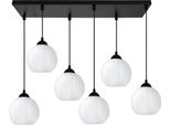 Lampada A Sospensione Costa Nera A 6 Luci Con Sfere Bianche E27 – Elegante Lampada Da Soffitto Per Un'illuminazione Interna Moderna