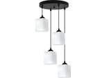 Lampada A Sospensione Riffle Nera A 4 Luci Con Paralumi Cubici Bianchi E27 Ow – Elegante Lampada A Sospensione Per L'illuminazione Interna Moderna