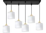 Lampada A Sospensione Riffle Nera E Dorata A 6 Luci Con Paralumi Cubici Bianchi E27 – Elegante Lampada A Sospensione Per Interni Moderni