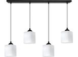 Lampada A Sospensione Riffle Nera A 4 Luci Con Paralumi Cubici Bianchi E27 – Lampada A Sospensione Moderna Per Interni Eleganti