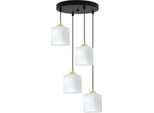 Lampada A Sospensione Riffle Nera E Dorata A 4 Luci Con Paralumi Cubici Bianchi E27 Ow – Elegante Lampada A Sospensione Per Un Illuminazione Interna Moderna