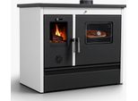 Kaminofen mit Backfach und Herdplatte 4050 Lotus Classic Weiß Holzofen 11 kW Holz Ofen Mehrfachbelegung Kamin Heizofen Küchenherd