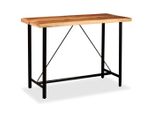 Set Da Bar 7 Pezzi In Legno Massiccio Di Acacia E Vera Pelle