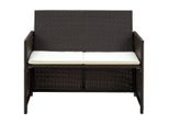 Vidaxl Divano Da Giardino A 2 Posti Con Cuscini In Poly Rattan Marrone