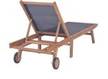 Lettino Pieghevole Con Ruote Legno Massiccio Di Teak E Textilene