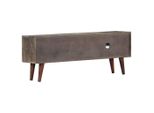 Mobile Tv Grigio 130X30X46 Cm Legno Massiccio Mango Grezzo