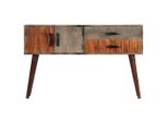 Tavolo Consolle Grigio 120 X 35 X 75 Cm In Legno Massiccio Di Mango
