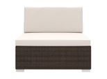 Divano Modulare Sezione Centrale 1 Pezzo + Cuscini Poly Rattan Marrone