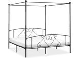 Struttura Letto A Baldacchino In Metallo Nero 180 X 200 Cm
