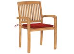 Vidaxl Sedie Da Giardino 2 Pezzi Con Cuscini Rossi In Legno Massiccio Teak