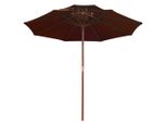 Vidaxl Ombrellone Con Doppio Tettuccio E Palo In Legno Terracotta 270 Cm