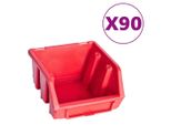 Vidaxl Set Di Contenitori Da 96 Pezzi Per Minuteria Con Piastre A Muro Rosso Nero
