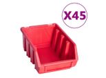 Vidaxl Set Di Contenitori Da 96 Pezzi Per Minuteria Con Piastre A Muro Rosso Nero