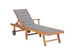 Lettino Con Cuscino In Teak Massiccio Grigio