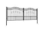 Vidaxl Cancello Di Recinzione Con Punte Di Lancia Nero 406X198 Cm In Acciaio