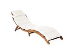 Lettini Prendisole Con Cuscini 2 Pz. Legno Massiccio Di Acacia Bianco Crema