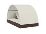 Lettino 2 Posti Con Tetto Marrone 211X112X140 Poli Rattan