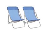 Sedie Da Spiaggia 2 Pz. Textilene Blu E Acciaio Verniciato A Polvere