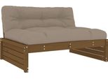 Divano Centrale Marrone Miele 120X80 Cm In Legno Di Pino Massiccio