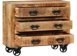 Vidaxl Credenza Con 3 Cassetti 80X30X65 Cm Legno Di Mango Massiccio Grezzo