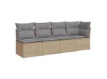 Vidaxl Divano Da Giardino Con Cuscini A 4 Posti In Polirattan Beige