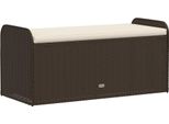 Vidaxl Panca Con Contenitore E Cuscini Marrone 115X51X52 Cm Poli Rattan
