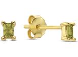 New Bling 9NB-0913 Orecchini In Argento - Donna - Zirconi -2 X 3,5 Mm - Verde Oliva - Argento - Placcato Oro (Placcato Oro/Oro Su Argento)