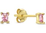 New Bling 9NB-0912 Orecchini In Argento - Donna - Zirconi -2 X 3,5 Mm - Rosa - Argento - Placcato Oro (Placcato Oro/Oro Su Argento)