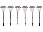 LED Gartenleuchte Näve "Gustav", Silber (Silberfarben), H:39Cm Ø:10,5Cm, Leuchten, LED Gartenleuchte, 6Er-Set LED AußEnleuchte Mit Erdspieß