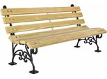 Panchina Casa Padrino - Panchina Da Città Colori Naturali / Nero 180 Cm - Accessori Da Giardino