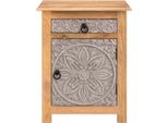Comodino Orientale In Legno Ferial Grigio Marrone Alto 70 Cm | Comodino Orientale Vintage Decorato A Mano | Comodino Indiano Anche Per Letto A Baldacchino | Mobili Asiatici Dall'india