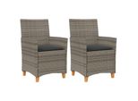 Vidaxl Sedie Da Giardino Con Cuscini 2 Pz. Legno Massiccio In Poly Rattan Grigio