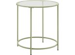 Tavolino Vasagle Rotondo, Tavolino Da Caffè, Tavolino In Vetro, Con Superficie In Vetro Temperato E Struttura In Metallo, Comodino, Tavolino Da Divano, Balcone,