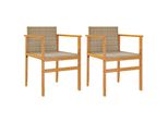 Vidaxl Sedie Da Giardino 2 Pz. Poli Rattan Beige E Legno Massiccio